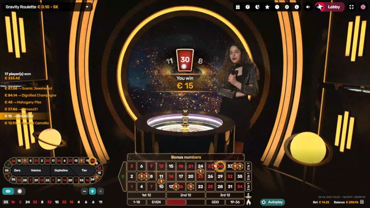 gravity roulette result