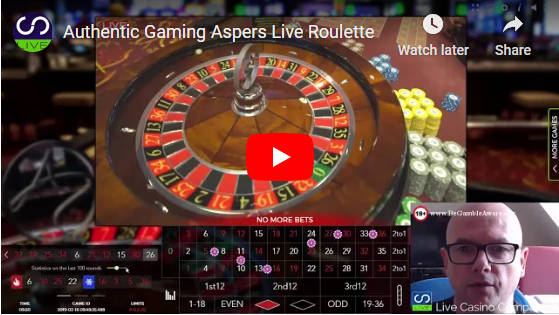 Authentic Aspers Live Roulette