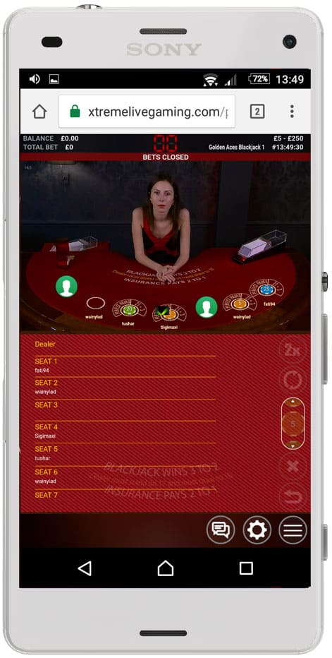 Live Blackjack – Portrait Mode