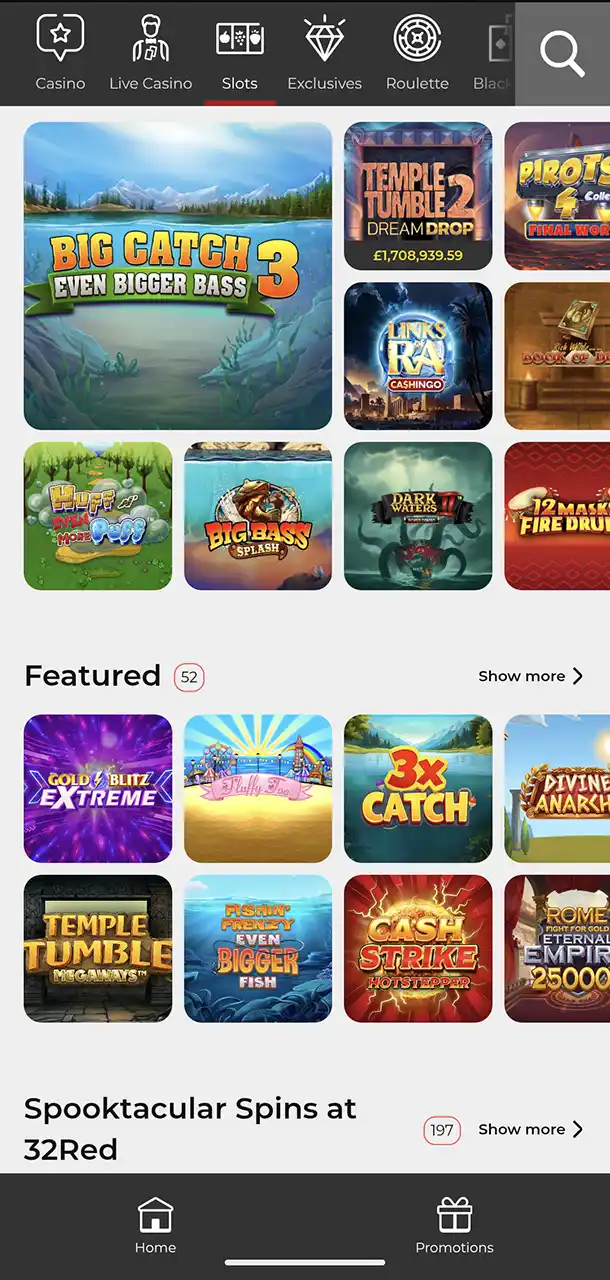 32Red Casino Mobile Games Page