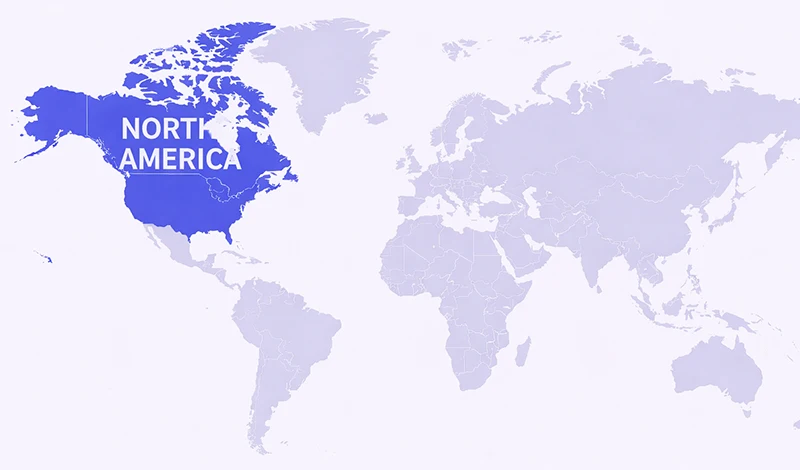 North America on the map