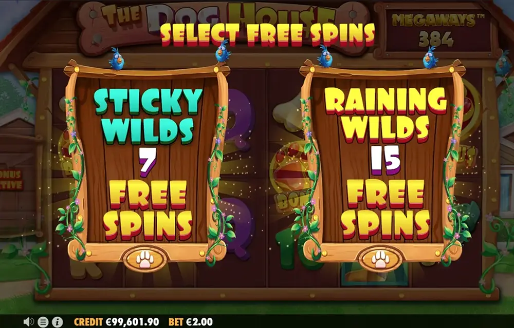 The Dog House Megaways Sticky Wilds Free Spins or Raining Wilds Free Spins