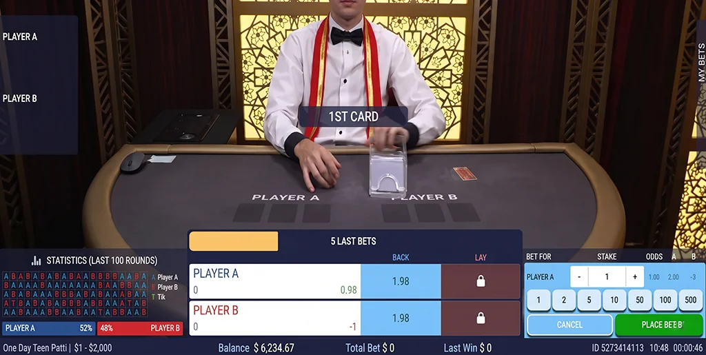 Game board status at the start of the round with open betting markets