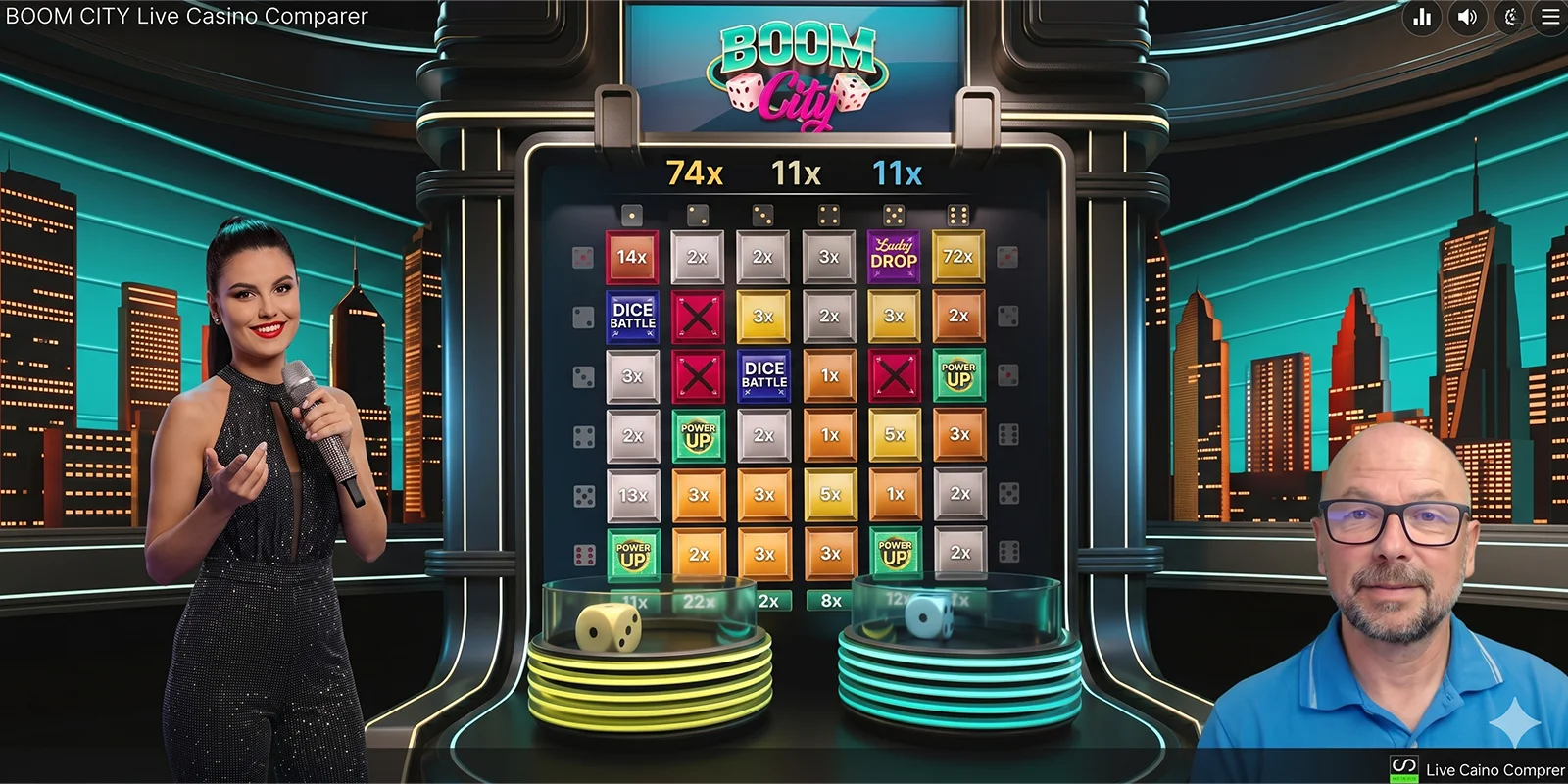 Video demonstration of Boom City live casino features