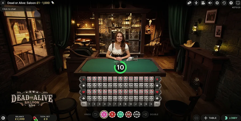 Step-by-step tutorial on playing Dead or Alive Saloon live