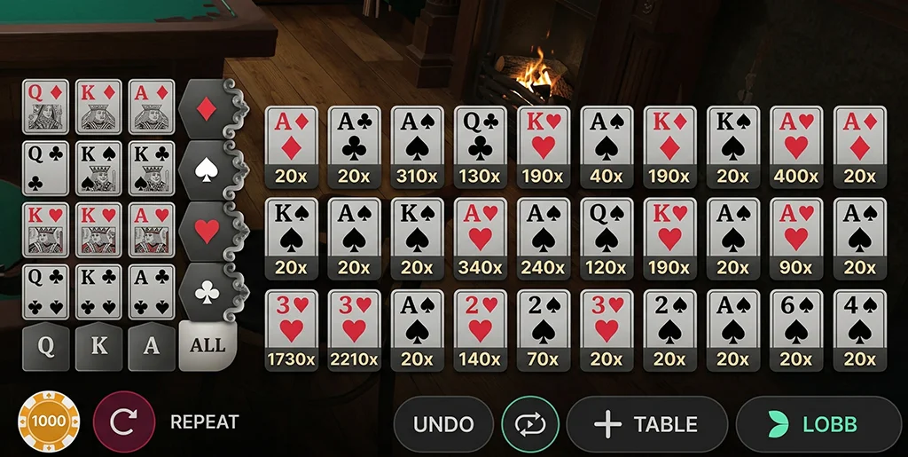 Live results history and round statistics for Dead or Alive Saloon