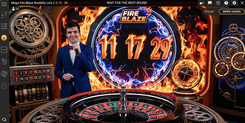 Selection of lucky Fire Numbers in a Mega Fire Blaze round