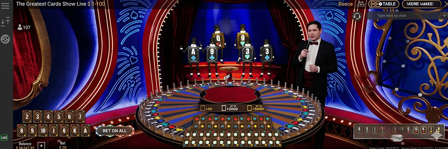 Explaining the rules and interface of the card-themed live show