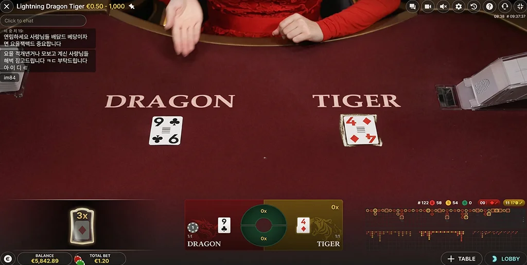 Live dealer dealing Dragon and Tiger cards