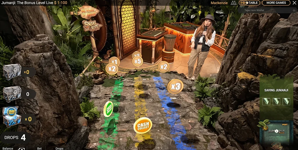 Rhino Run bonus round with cash prize collection