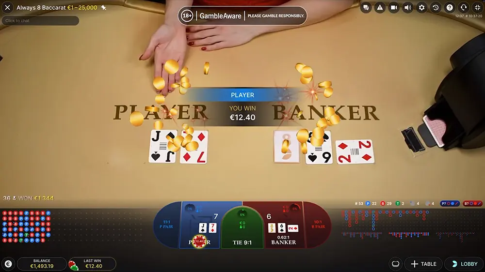 Always 8 Baccarat Win Result