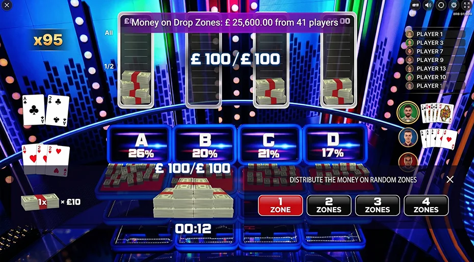 Automated money stacking feature in Money Drop Live