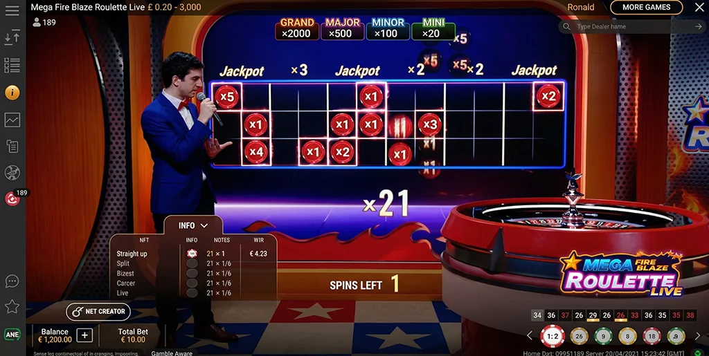 Collection of multiplier orbs during the Fire Blaze bonus round
