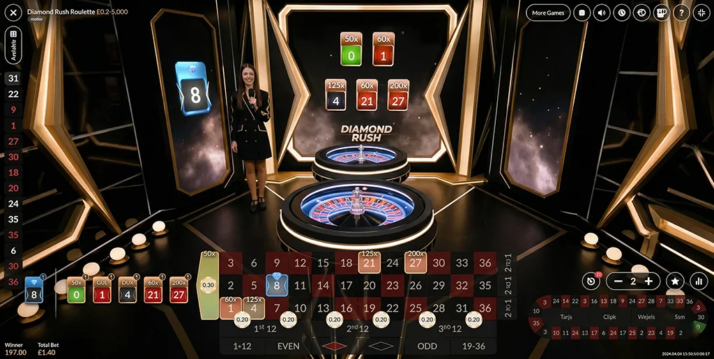 Diamond Rush Roulette by OnAir featuring diamond multiplier collection