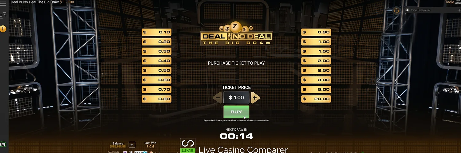 Process of purchasing tickets for Playtech live casino show
