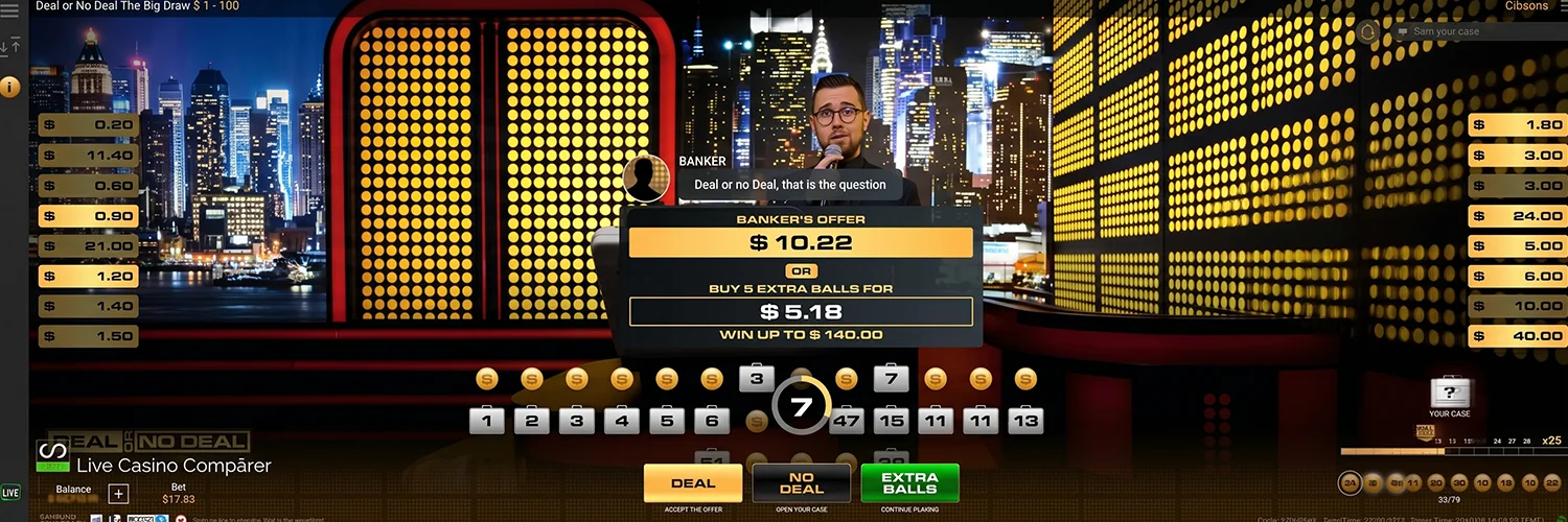 Banker offer presentation in Playtech live dealer game