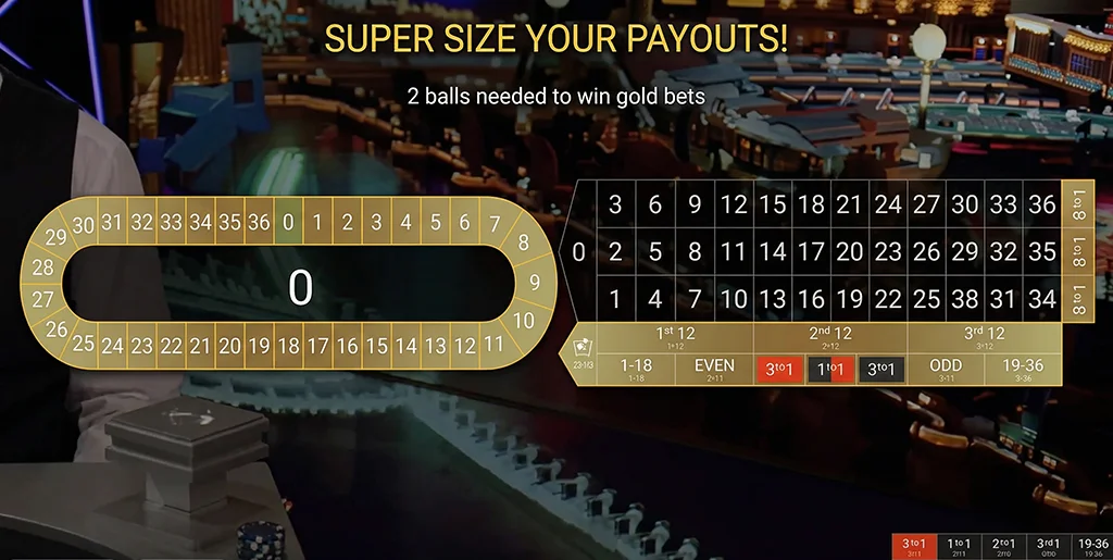 Comparison of odds and payouts in Double Ball Roulette
