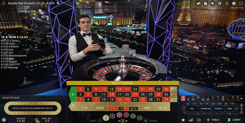 Evolution Double Ball Roulette studio and basic overview