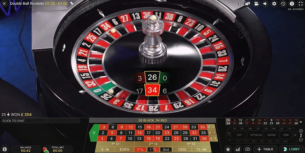 Advanced called bets layout in Double Ball Roulette