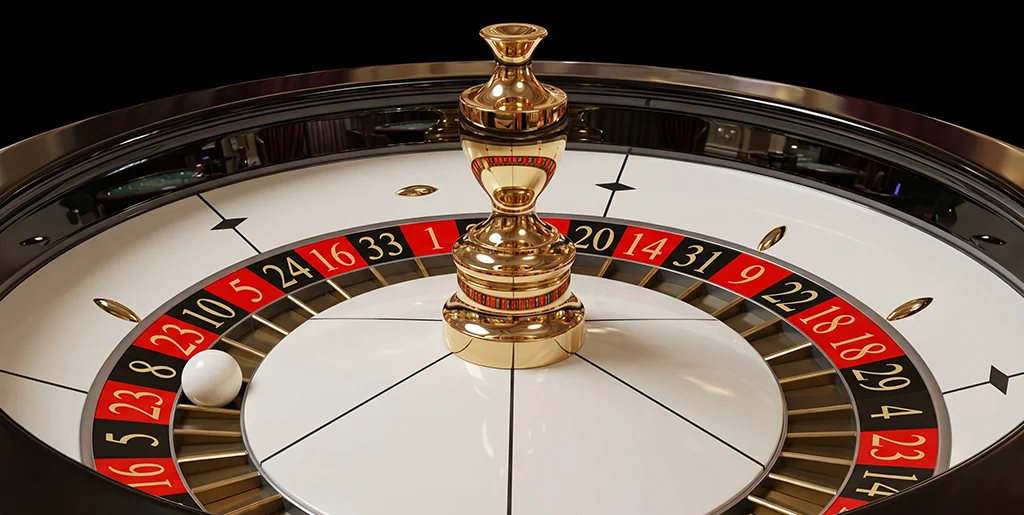 Automated high-speed roulette wheel in a sleek studio setting
