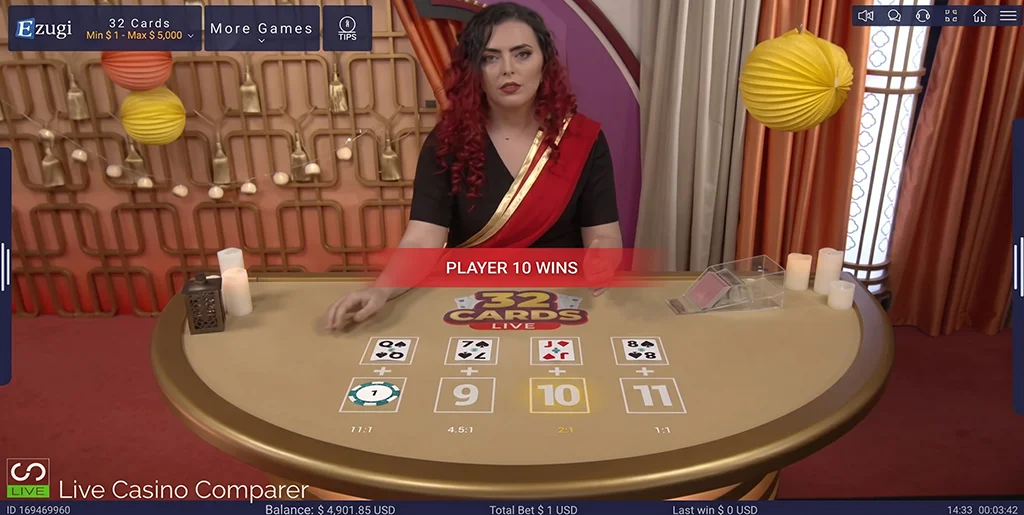Demonstration of the betting process and round flow in a digital lobby