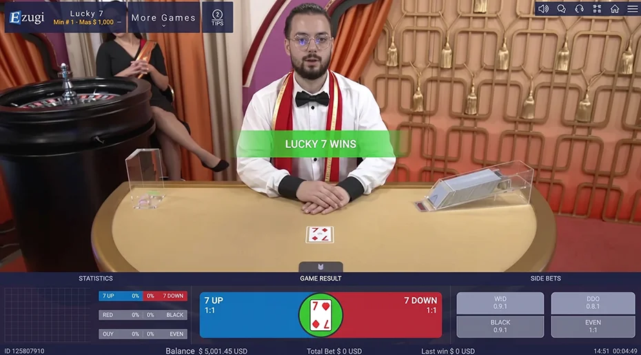 Step-by-step instructions and rules for playing Lucky 7 live casino game.