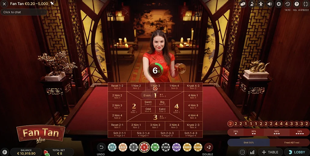 Expert betting view and advanced Fan Tan features