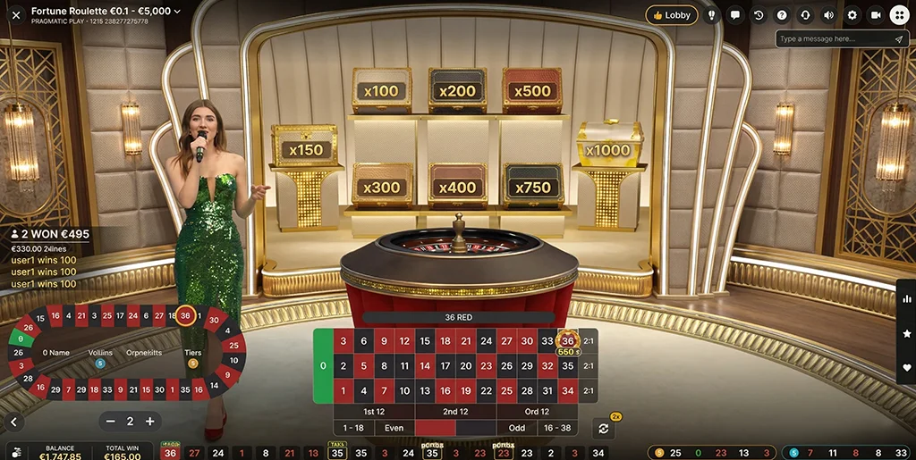 Winning number display and final outcome in Fortune Roulette