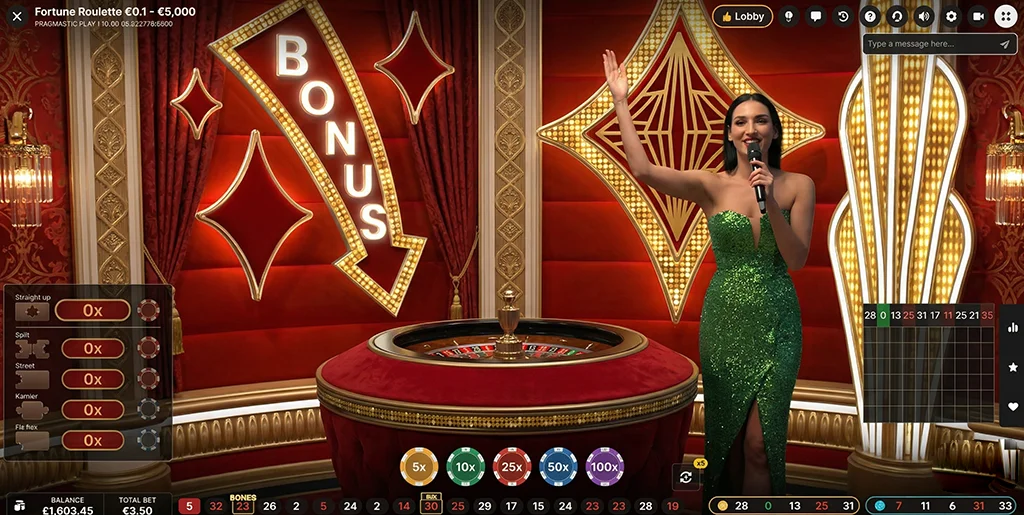 Overview of the Fortune Roulette studio and basic rules