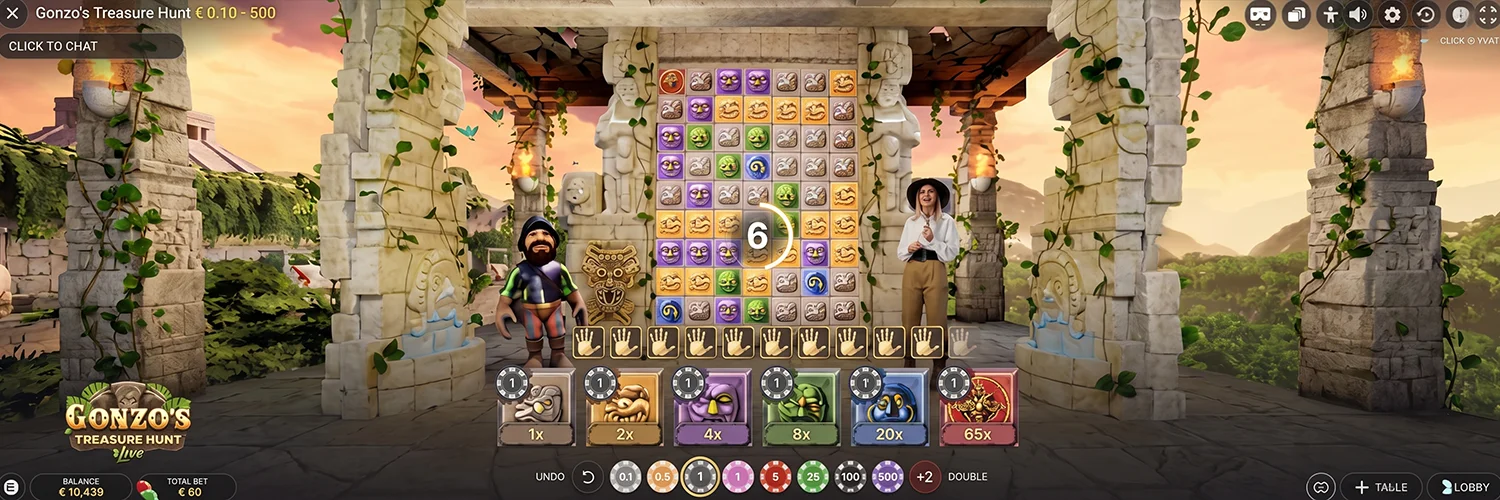 Table of multipliers and stone prize values in Treasure Hunt game