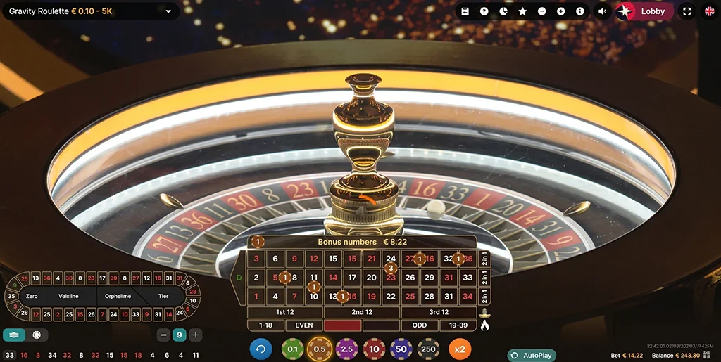 How to place the special Bonus Number bet in Gravity Roulette