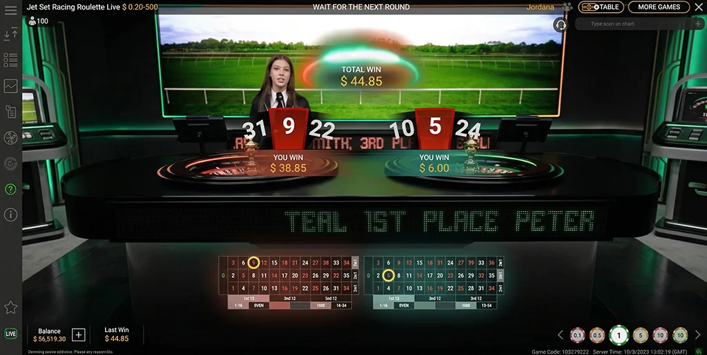 Jet Set Racing Roulette by Playtech with racing-themed bonuses