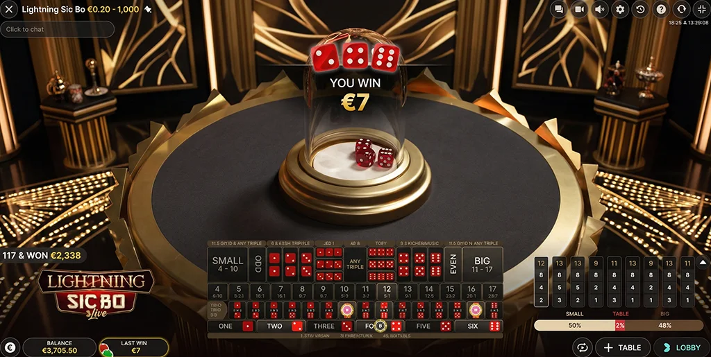 Automatic dice shaker in action with final result display