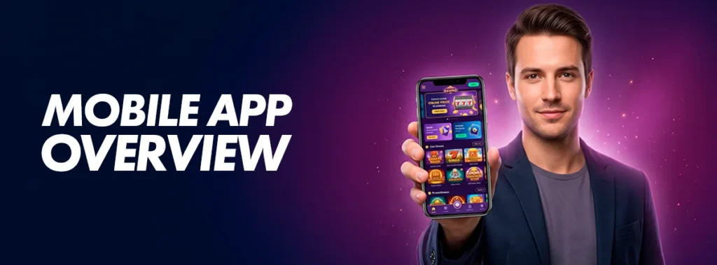 Interface preview of the Jackpot City mobile gambling application.