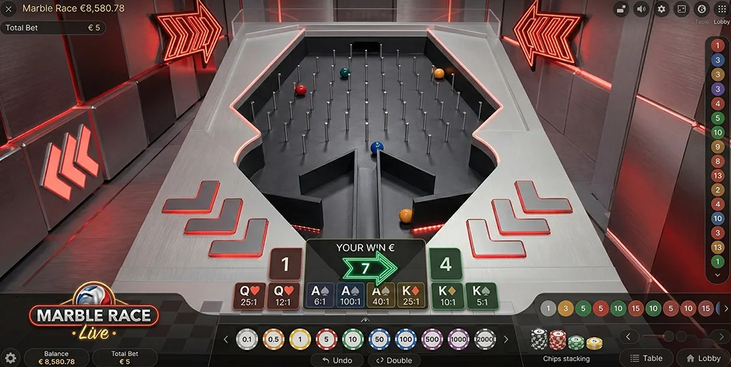 Live marble race animation and track in progress