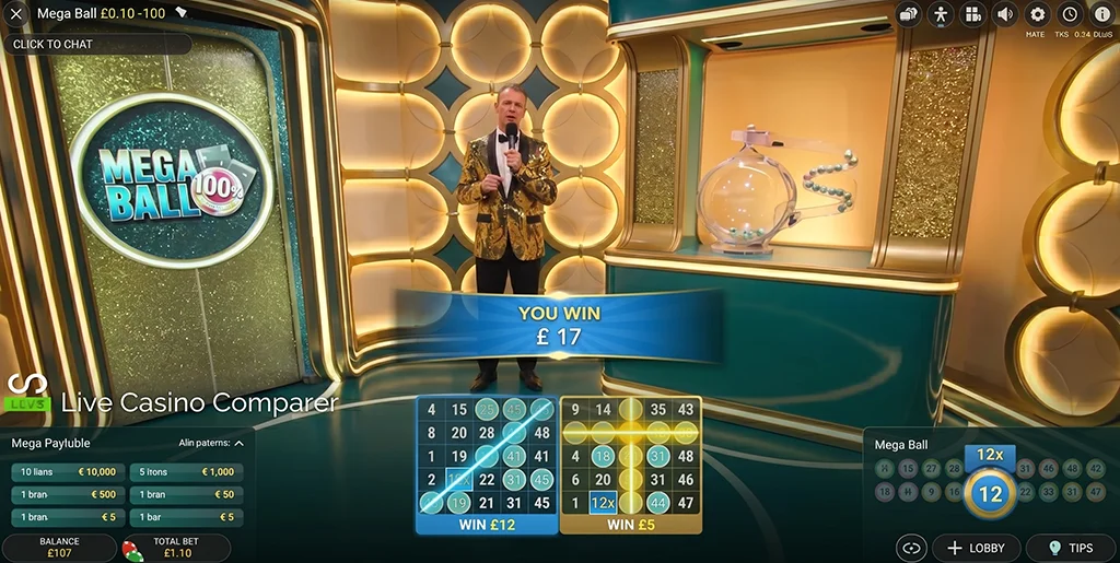 Screen overlay showing the total winnings and successful card lines