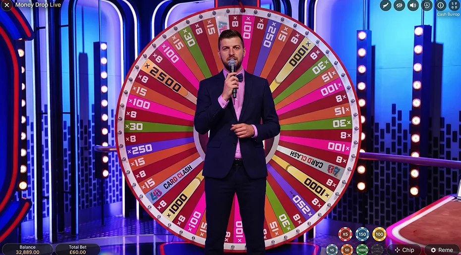 Money Drop Live gaming wheel interface