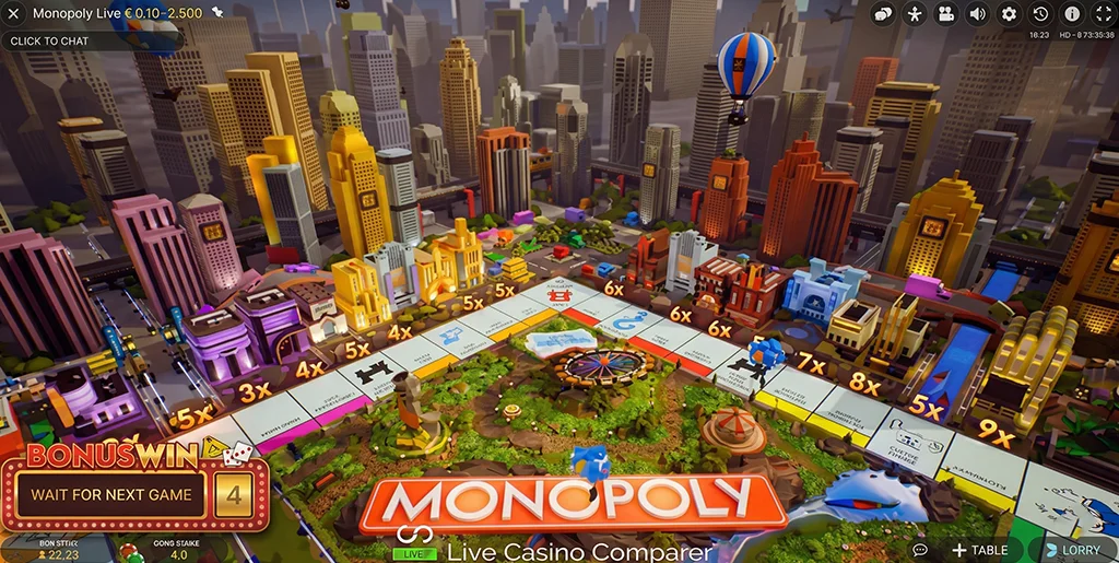 3D Monopoly board bonus round featuring Mr. Monopoly