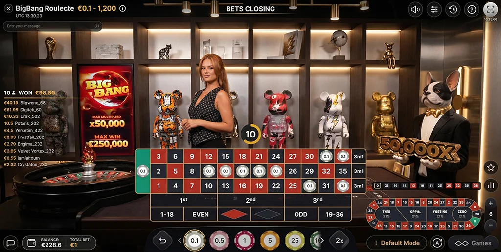Big Bang Roulette by Winfinity featuring explosive multiplier gameplay
