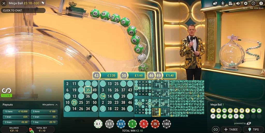 Comprehensive layout of the digital betting area and card display