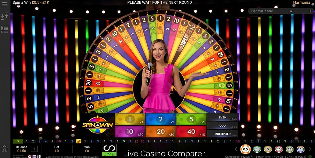 First-person perspective of the interactive live dealer game show experience