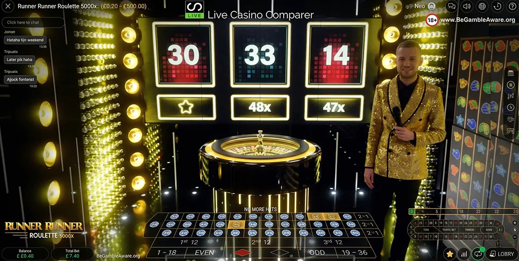 StakeLogic Runner Runner Roulette classic fruit-themed live game