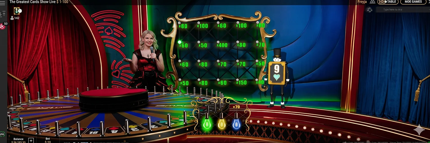 Interactive light-based bonus round in The Greatest Cards Show