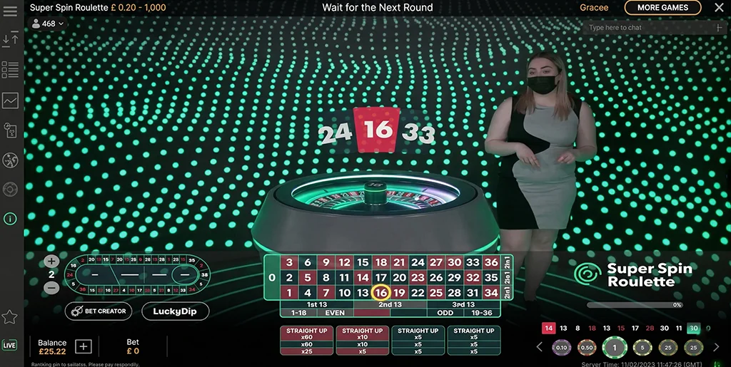 Recent winning numbers and history for Super Spin Roulette