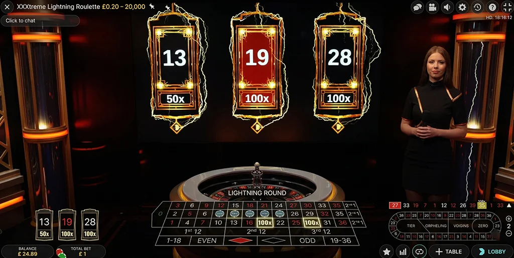 Xxxtreme Lightning Roulette high-volatility live game by Evolution