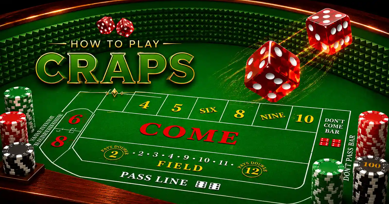 Craps Table With Flying Dice