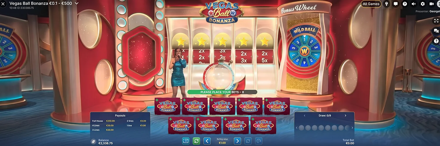 Step by step tutorial for playing Vegas Ball Bonanza online