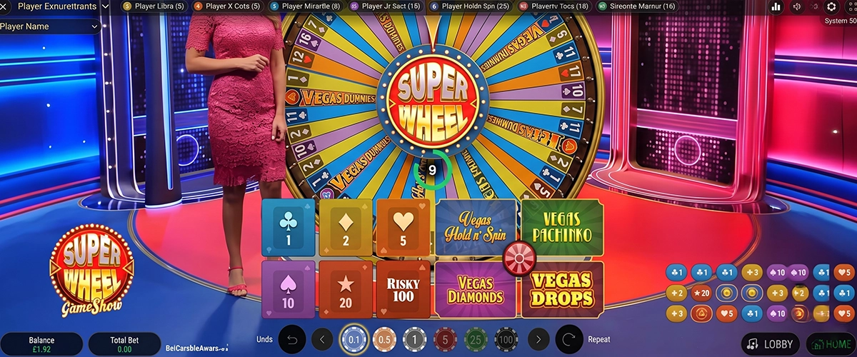 Interface layout for placing casino bets