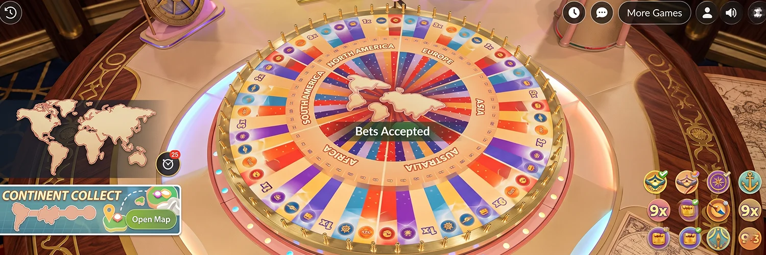Main money wheel interface in Travel Fever Live studio