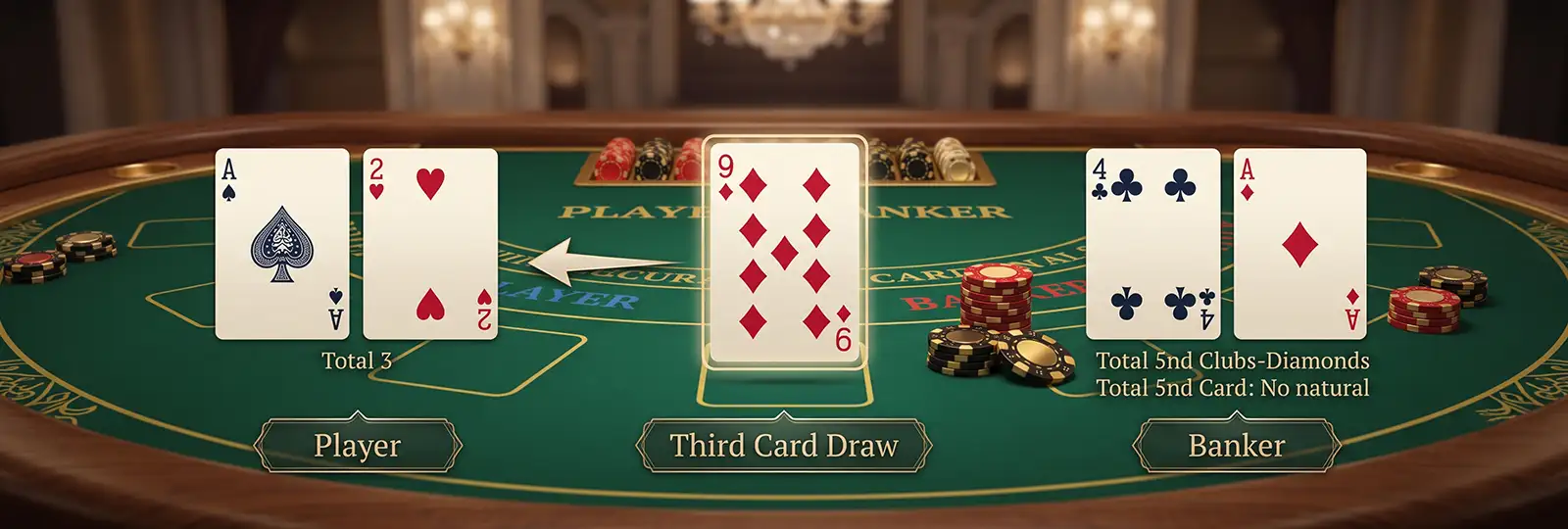 Rules of baccarat using a third card